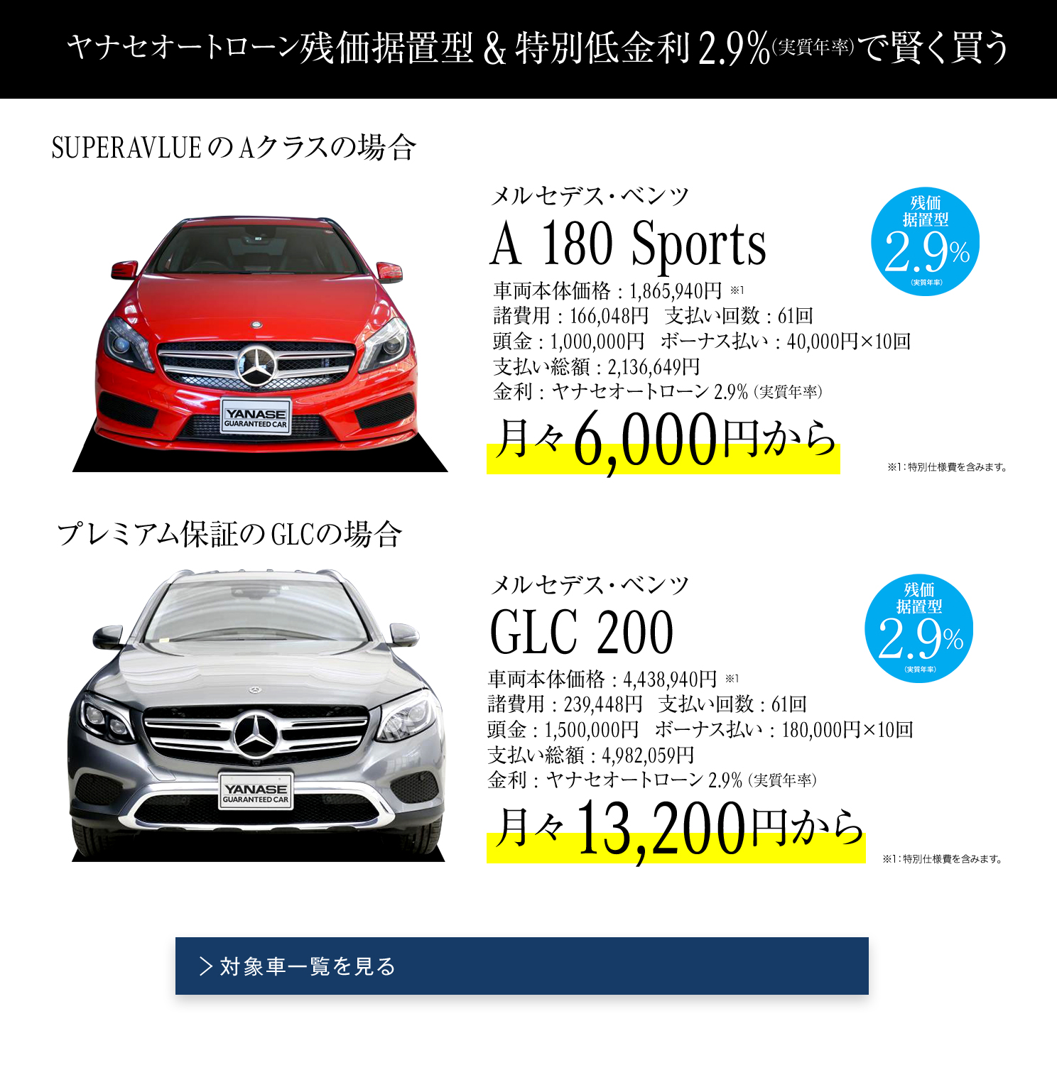 ヤナセオートローン残価据置型&特別低金利2.9%(実質年率)で賢く買う